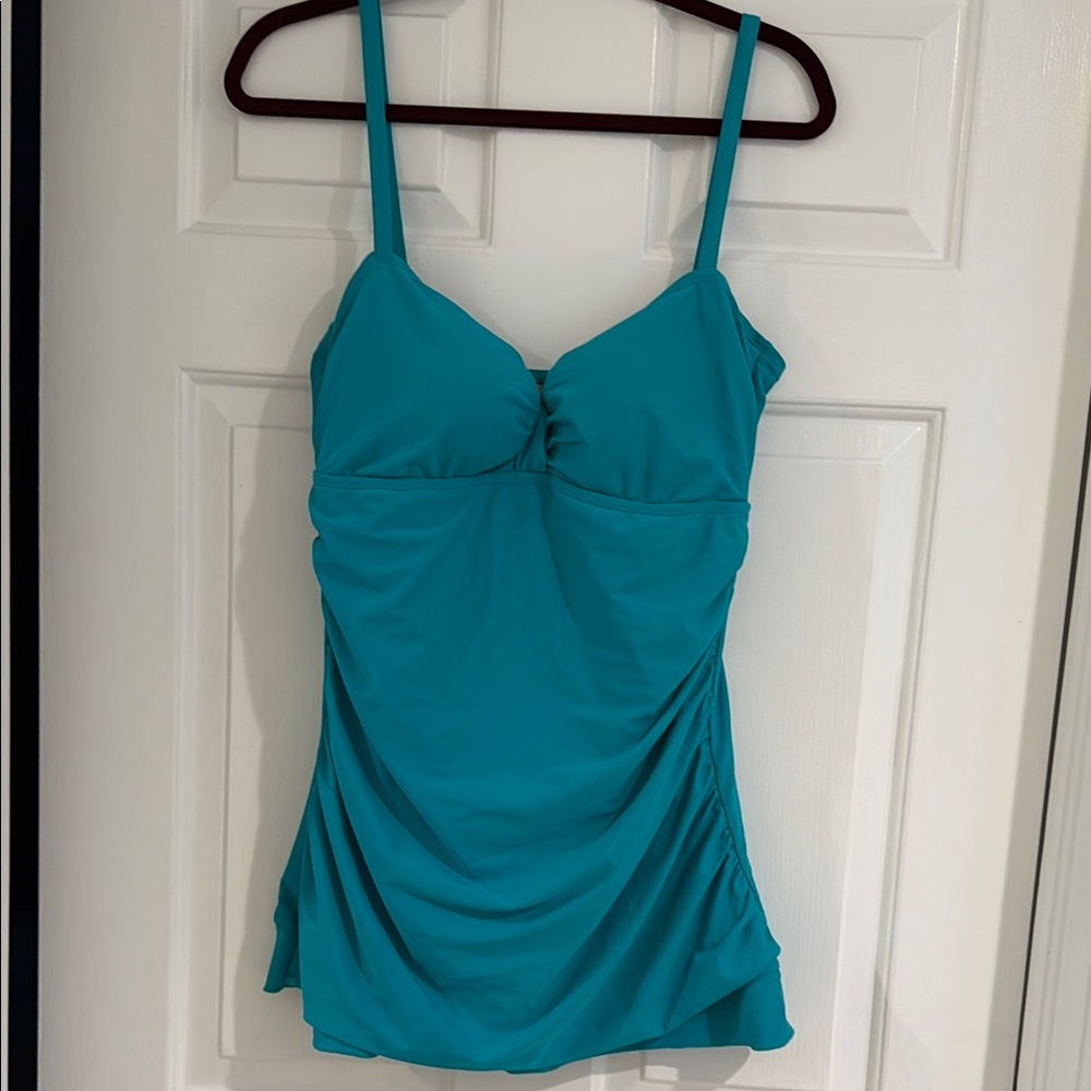 Teal Ruched Tankini Top